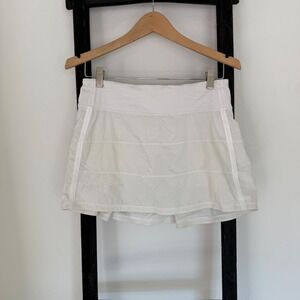 Lululemon Tennis Skirt Women Size 6 White Pleated Athletic Skort Built In Shorts